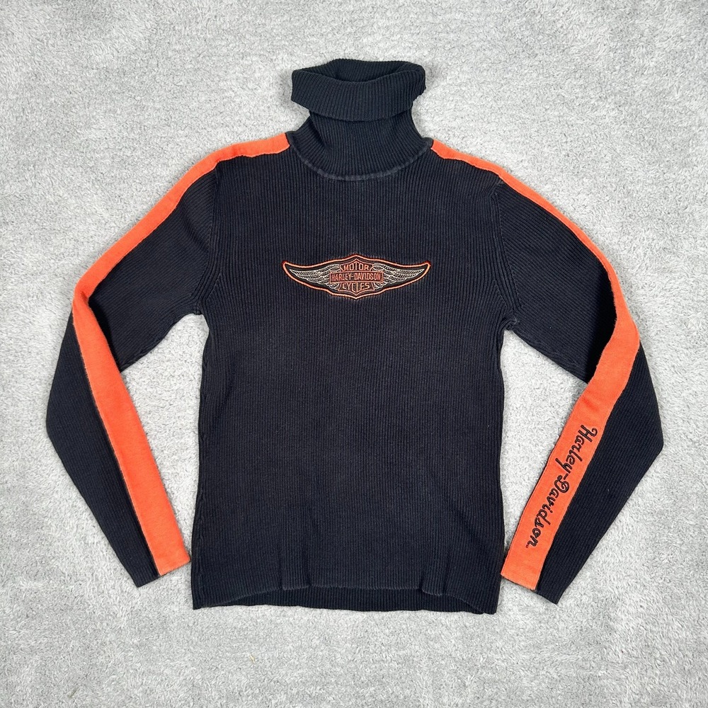 Vintage‎ Harley Davidson Sweater Womens Medium Turtleneck Made Japan Motorcycle